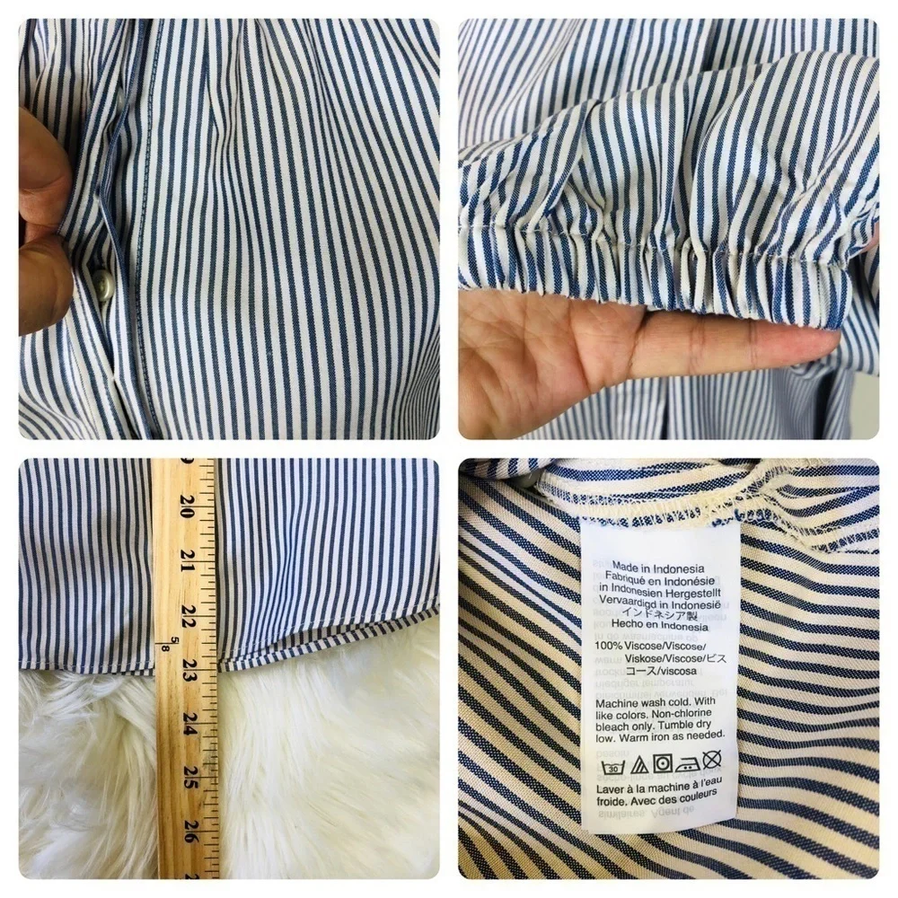 Madewell NWT Stripe Collarless  Shirt XS